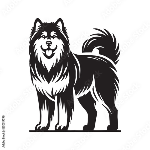Unique Alaskan Malamute silhouette with clean and elegant lines - Alaskan Malamute illustration - minimal Alaskan Malamute vector - dog silhouette
