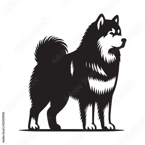 Artistic Alaskan Malamute silhouette perfect for creative projects - Alaskan Malamute illustration - minimal Alaskan Malamute vector - dog silhouette
