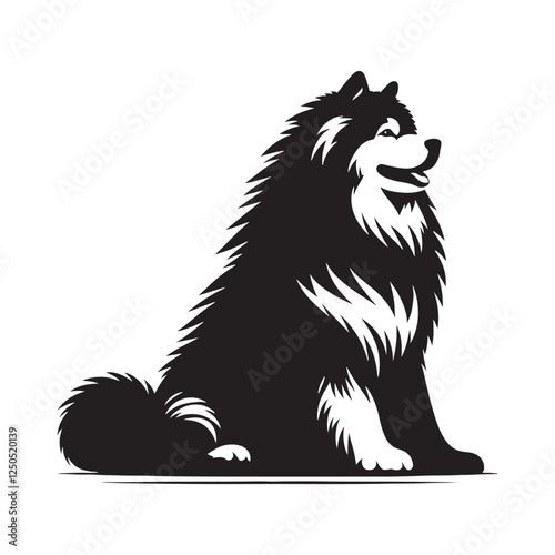 Bold Alaskan Malamute silhouette for unique designs - Alaskan Malamute illustration - minimal Alaskan Malamute vector - dog silhouette
