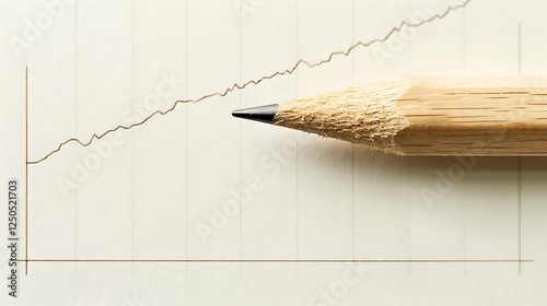 Wooden pencil draws a straight line. Stability or stagnancy concept in business market.