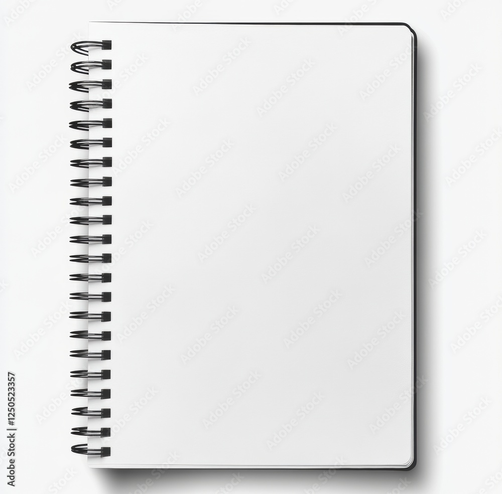 Top View of a Spiral Bound Notebook with Blank Pages on a Light Background Ideal for Notes, Sketches, and Creative Ideas Top View of a Spiral Bound Notebook with Blank Pages on a Light Background Ideal for Notes, Sketches, and Creative Ideas