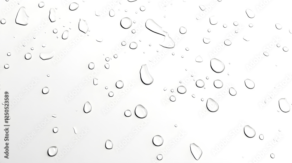 Isolated Transparent Water Droplets Suspended Against a Plain White Background with a Minimalist and Elegant Design Isolated Transparent Water Droplets Suspended Against a Plain White Background with a Minimalist and Elegant Design