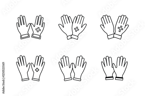 medical gloves line art vector illustration