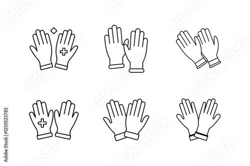 medical gloves icon line art vector illustration