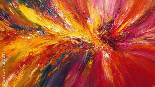 Wallpaper Mural Vibrant Abstract Background with Explosive Colors and Dynamic Brush Strokes in Shades of Red, Yellow, and Orange for Artistic and Creative Purposes Torontodigital.ca