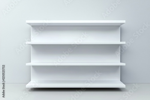 white isolated empty 3D rendering showcase background podium racked display shop blank store market shelf supermarket retail rack equipment shelving.