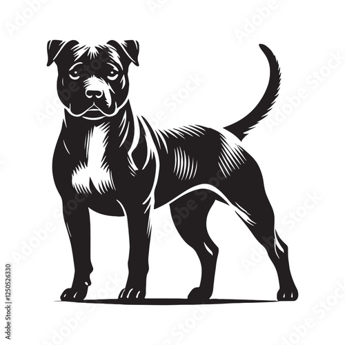 Foto Sleek American Staffordshire Terrier silhouette perfect for design projects - Am