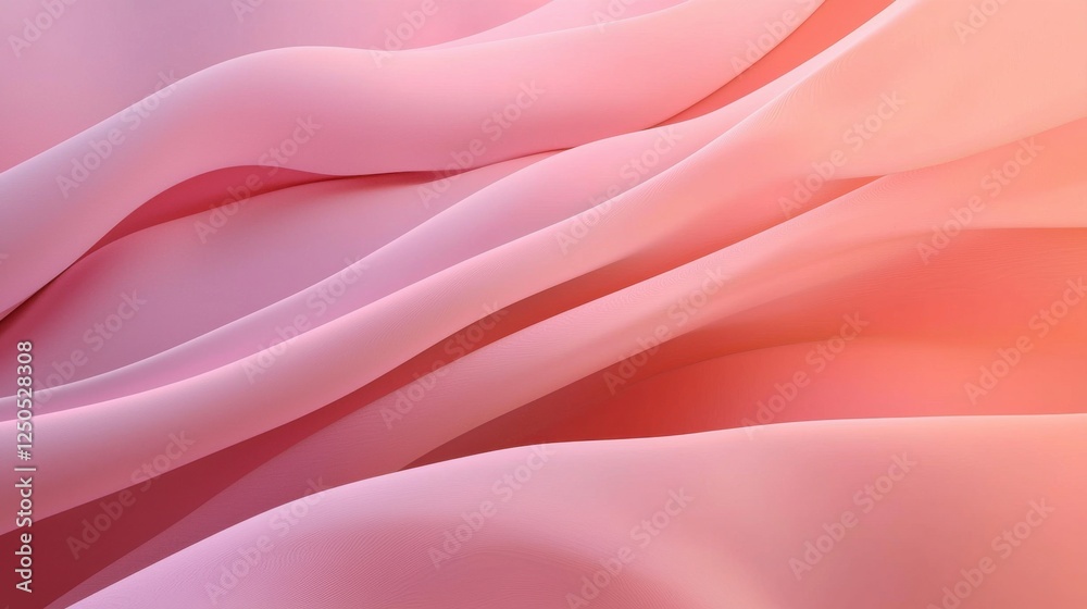 Fototapeta premium Flowing pink fabric textile studio abstract image creative workspace close-up view elegance and softness