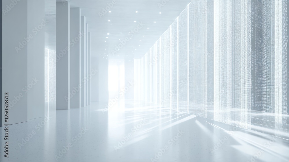 Obraz premium Abstract futuristic bright corridor with illuminated walls and reflections