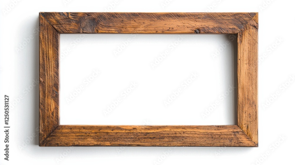 A rustic wooden frame with a blank interior, suitable for displaying art or photographs. A rustic wooden frame with a blank interior, suitable for displaying art or photographs.