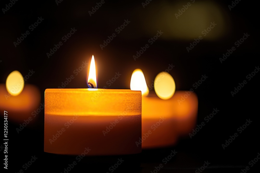 Glowing candlelight in dark setting. Glowing candlelight in dark setting.