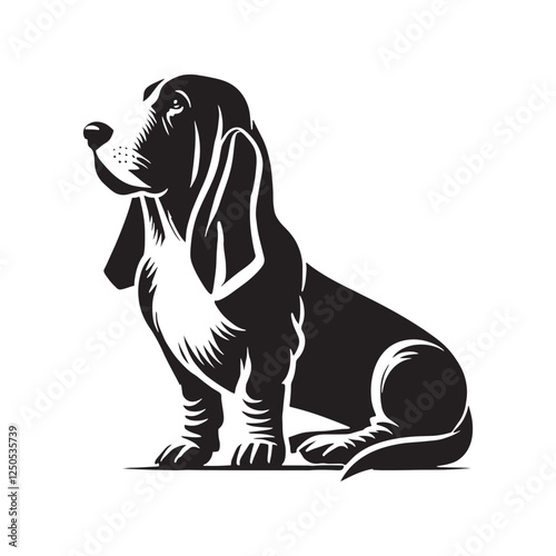 Exquisite Basset Hound silhouette capturing calmness and movement - Basset Hound illustration - minimal Basset Hound vector - dog silhouette
