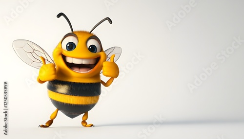 Happy Cartoon Bee Giving Two Thumbs Up