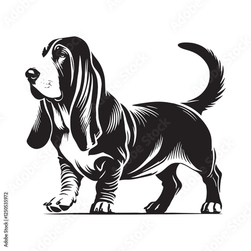 Modern Basset Hound silhouette for contemporary design projects - Basset Hound illustration - minimal Basset Hound vector - dog silhouette
