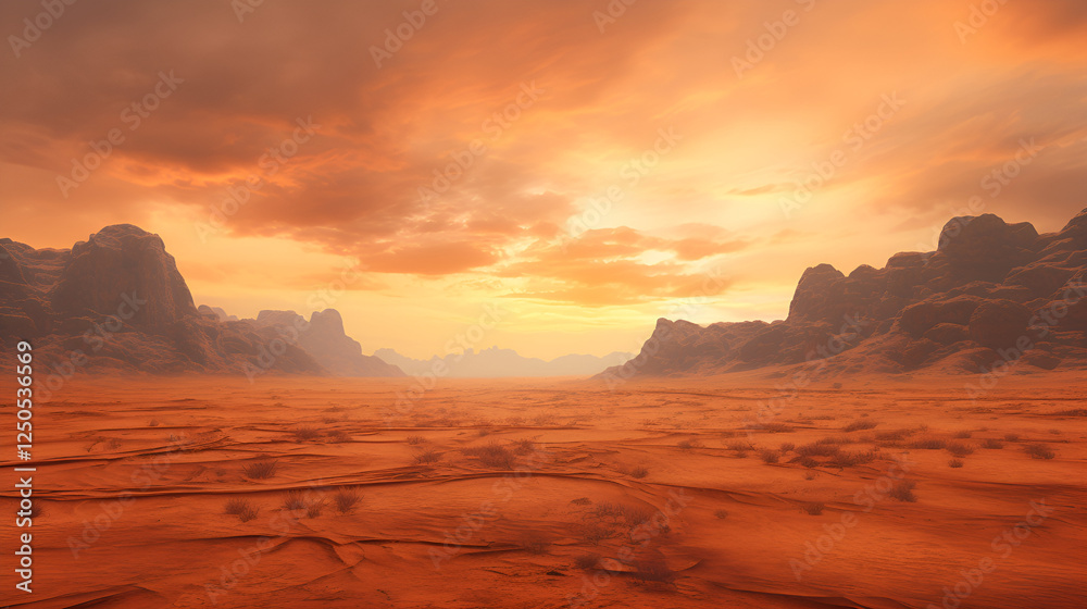 Naklejka premium Desert sunset view landscape