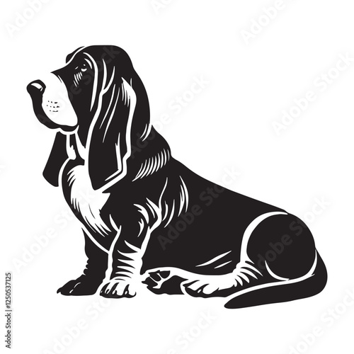 Basset Hound silhouette perfect for digital artwork and branding - Basset Hound illustration - minimal Basset Hound vector - dog silhouette
