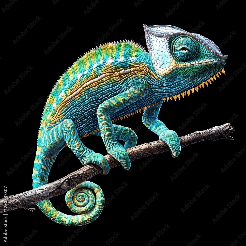 Obraz premium Vibrant Chameleon on a Branch