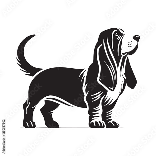 Refined Basset Hound silhouette perfect for stylish projects - Basset Hound illustration - minimal Basset Hound vector - dog silhouette
