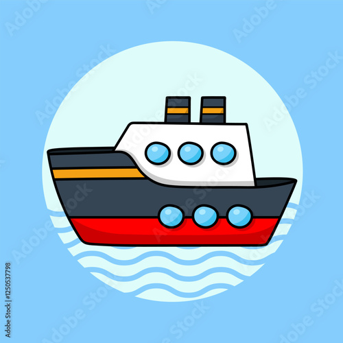 Illustration of cruise ship with side view