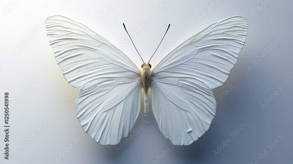 Fototapeta premium Close-up View of an Elegant White Butterfly on a Simple Background Showcasing Intricate Wing Patterns, Perfect for Nature and Minimalist Themes in Various Projects