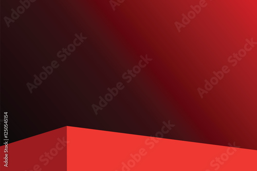 The corner of the red table with light shining down, Blank red product studio background, stage, podium for presentation vector illustration design for display cosmetic or beauty product