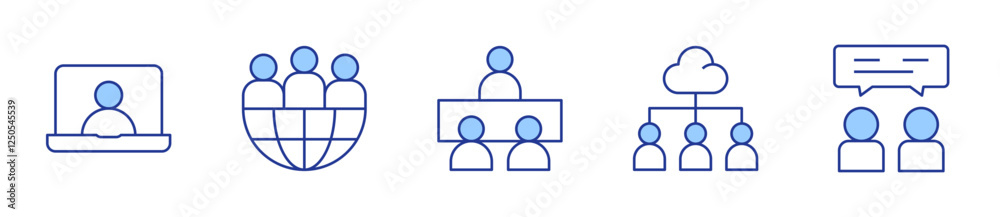 virtual event, teamwork, meeting, user. Meeting Icon vector illustration. Line Duotone style. Editable stroke virtual event, teamwork, meeting, user. Meeting Icon vector illustration. Line Duotone style. Editable stroke
