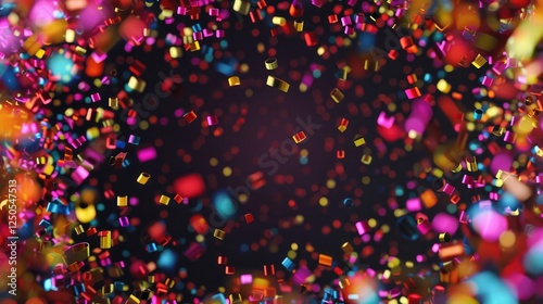 Colorful confetti on a black background Abstract background .3d illustration.