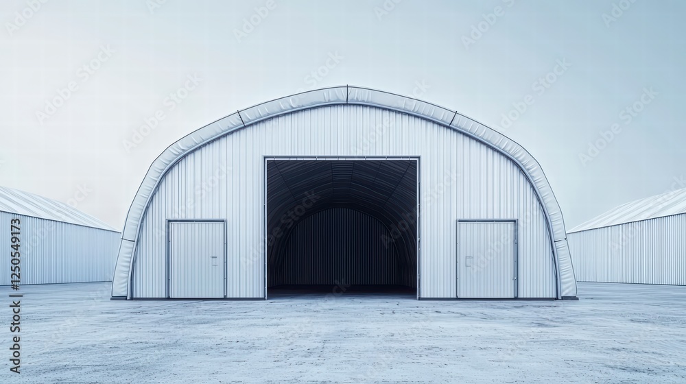 Warehouse Structure: A minimalist depiction of industrial architecture showcasing the sleek lines of a warehouse. Capture the essence of utility and functionality, set against a backdrop of muted. Warehouse Structure: A minimalist depiction of industrial architecture showcasing the sleek lines of a warehouse. Capture the essence of utility and functionality, set against a backdrop of muted.