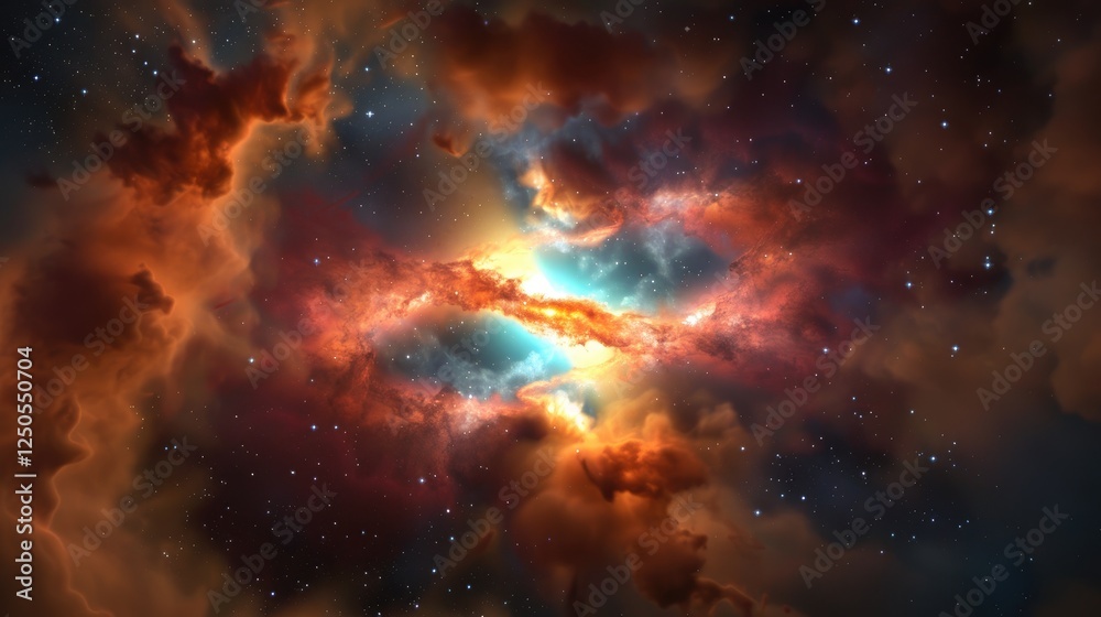 Fototapeta premium Celestial nebula exploration outer space cosmic imagery stellar environment panoramic view astronomical concept