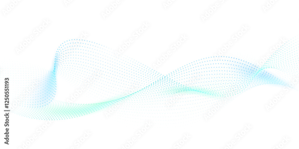 Flowing particles form waves, a gradient light pattern. modern technology background Vector illustration