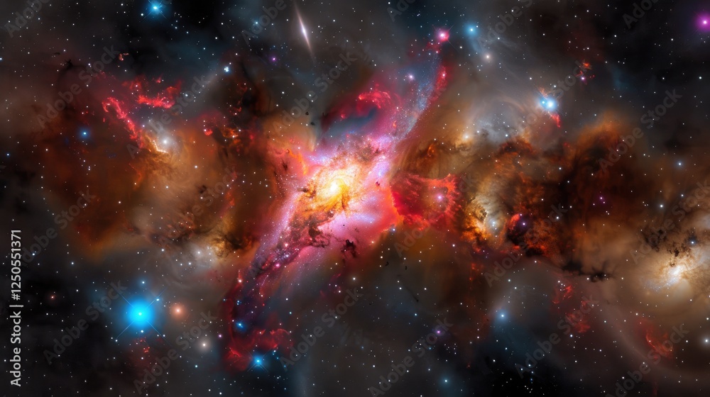 Fototapeta premium Exploring cosmic wonders nebula formation in deep space digital art astrophysical environment vivid viewpoint