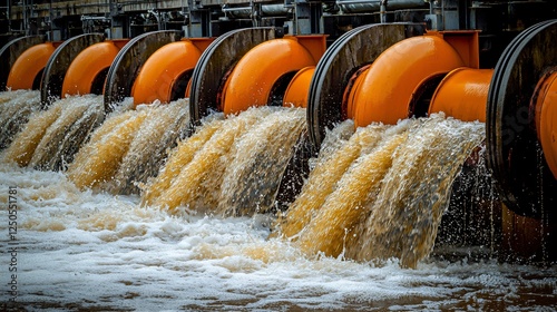Wastewater treatment plant pumps discharge