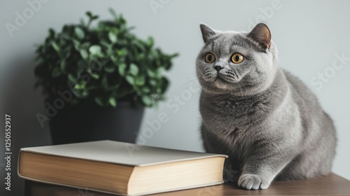 Wallpaper Mural Contemplative british shorthair cat cozy home image indoor close-up serenity Torontodigital.ca