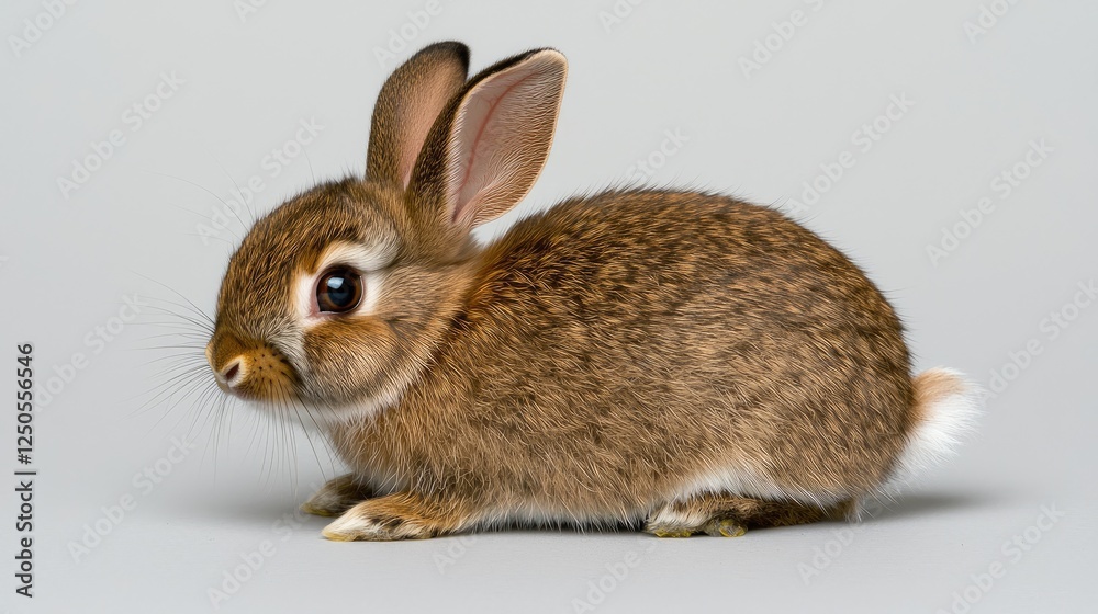 Playful baby rabbit in studio animal portrait neutral background close-up view cute concept Playful baby rabbit in studio animal portrait neutral background close-up view cute concept