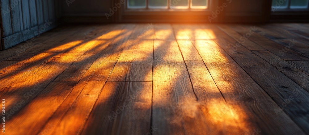 Warm sunlight casting shadows on a polished wooden floor in a serene indoor setting creating a cozy atmosphere Warm sunlight casting shadows on a polished wooden floor in a serene indoor setting creating a cozy atmosphere