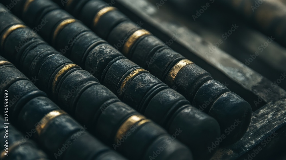 Antique Abacus: A Close-Up of Aged Wooden Beads Antique Abacus: A Close-Up of Aged Wooden Beads