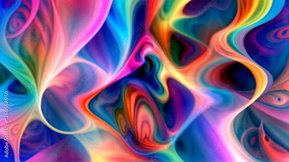 A colorful abstract painting with swirls and dots A colorful abstract painting with swirls and dots