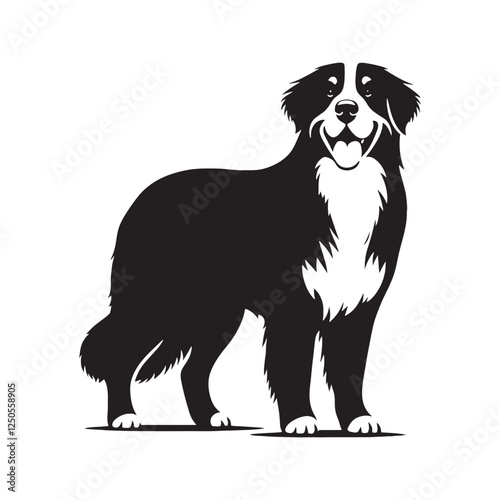 Bernese Mountain Dog silhouette with soft edges and clean lines - Bernese Mountain Dog illustration - minimal Bernese Mountain Dog vector 

