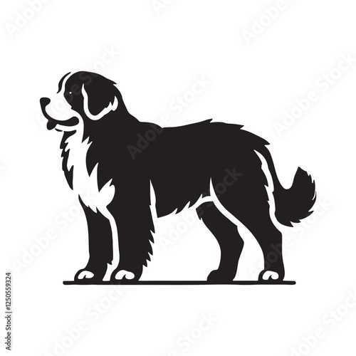 Artistic Bernese Mountain Dog silhouette with sleek details - Bernese Mountain Dog illustration - minimal Bernese Mountain Dog vector