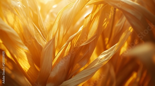 Harvesting golden corn husks agricultural field macro photography rural environment close-up view nature's bounty photo