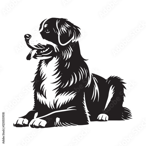 Simplistic Bernese Mountain Dog silhouette with bold design - Bernese Mountain Dog illustration - minimal Bernese Mountain Dog vector 
