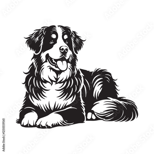 Elegant Bernese Mountain Dog silhouette for pet lovers - Bernese Mountain Dog illustration - minimal Bernese Mountain Dog vector 
