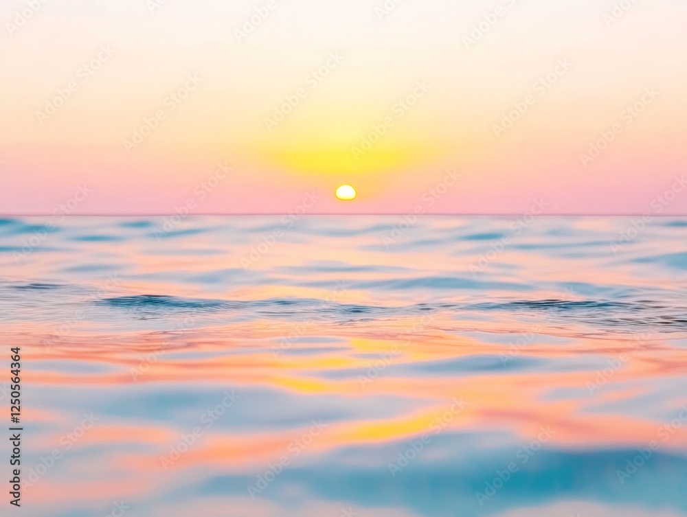 Obraz premium Modern Aesthetic Ocean Sunset Tranquil Seascape with Reflective Waves for Well-being Content and Travel Marketing in Tourism Industry