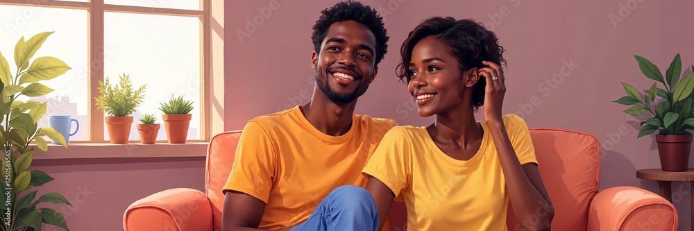Smiling siblings sitting in a cozy living room
Smiling siblings sitting in a cozy living room