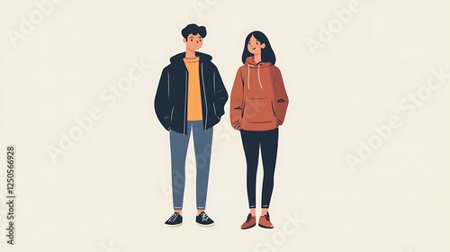 Wallpaper Mural Young couple standing together, casual attire. Torontodigital.ca
