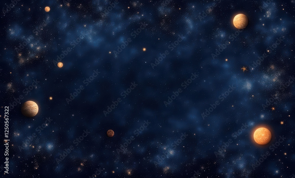 Vast cosmic landscape with distant planets Vast cosmic landscape with distant planets