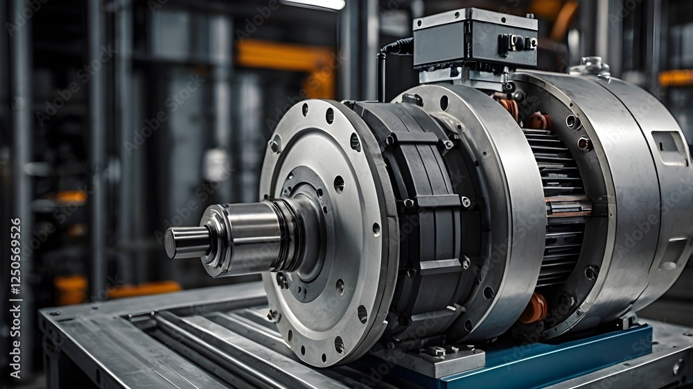 Fototapeta premium Smart electric motor integrated with IoT technology, wirelessly transmitting performance data to a cloud-based monitoring system for predictive maintenance