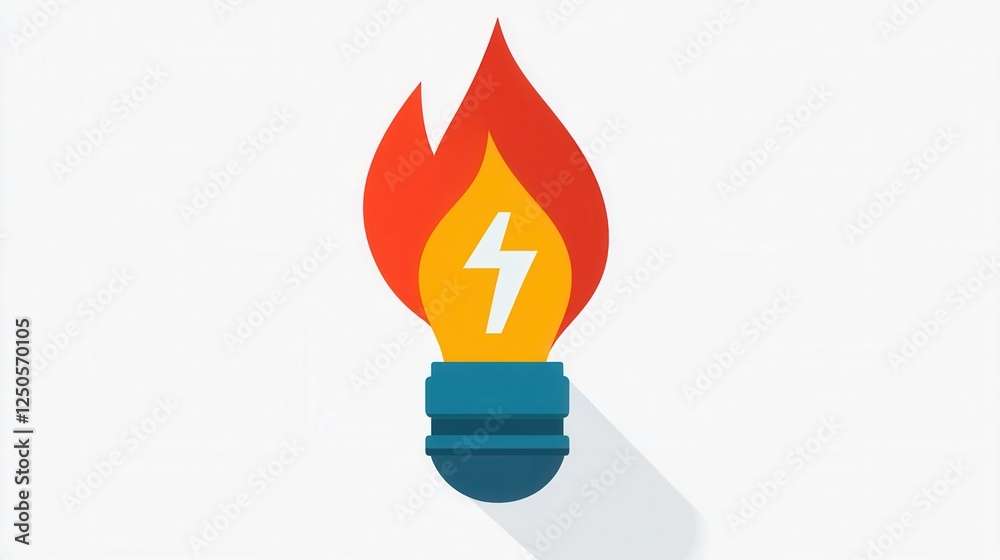 Flame Icon for Energy Representation, minimalistic design on white background, suitable for digital applications and branding purposes Flame Icon for Energy Representation, minimalistic design on white background, suitable for digital applications and branding purposes