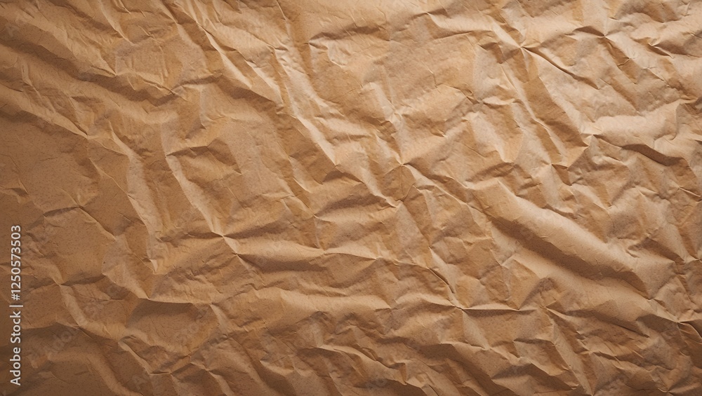 Close-Up of Crumpled Brown Paper with Visible Creases and Texture, Highlighting the Natural and Rustic Appearance of Recycled or Kraft Paper Close-Up of Crumpled Brown Paper with Visible Creases and Texture, Highlighting the Natural and Rustic Appearance of Recycled or Kraft Paper