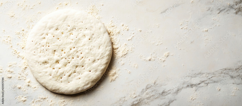 Delicious Pizza Dough on Marble Surface with Space for Text and Ingredients Display Delicious Pizza Dough on Marble Surface with Space for Text and Ingredients Display